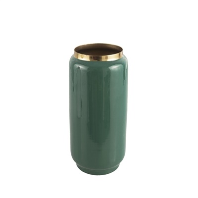 Vase flare iron enamel green