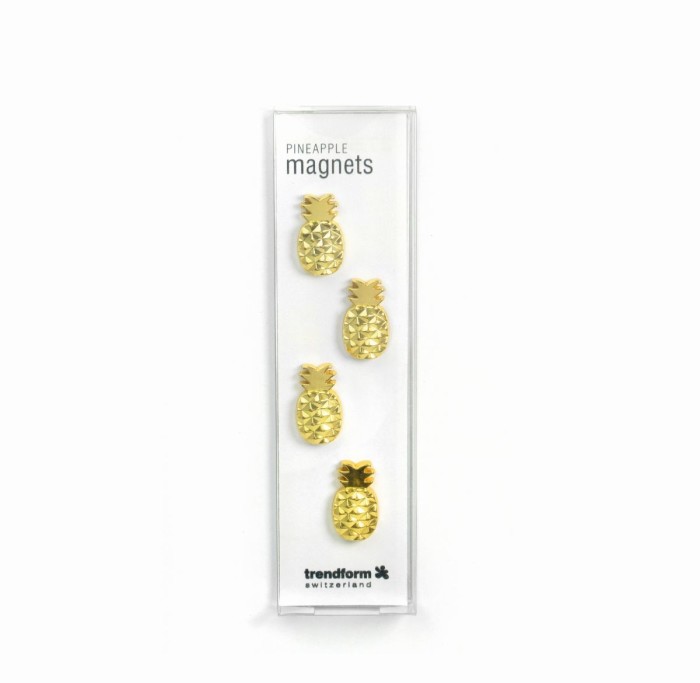 Magnet pineapple brass set of 4