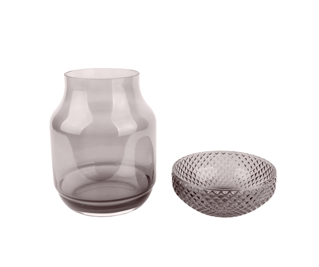 Vase gem glass dark grey