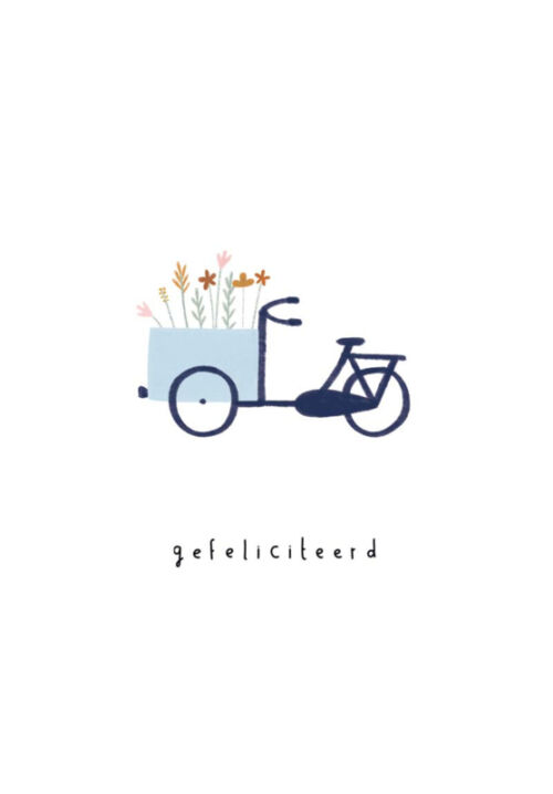 Gevouwen kaart - Gefeliciteerd bakfiets