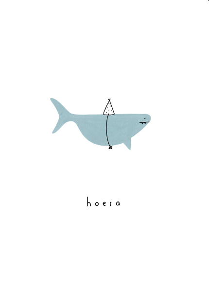 Gevouwen kaart - Hoera haai