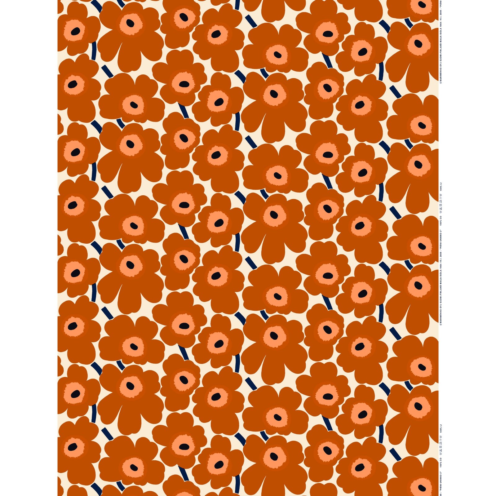 Marimekko Pieni Unikko Akrylic Fabric Brown Orange