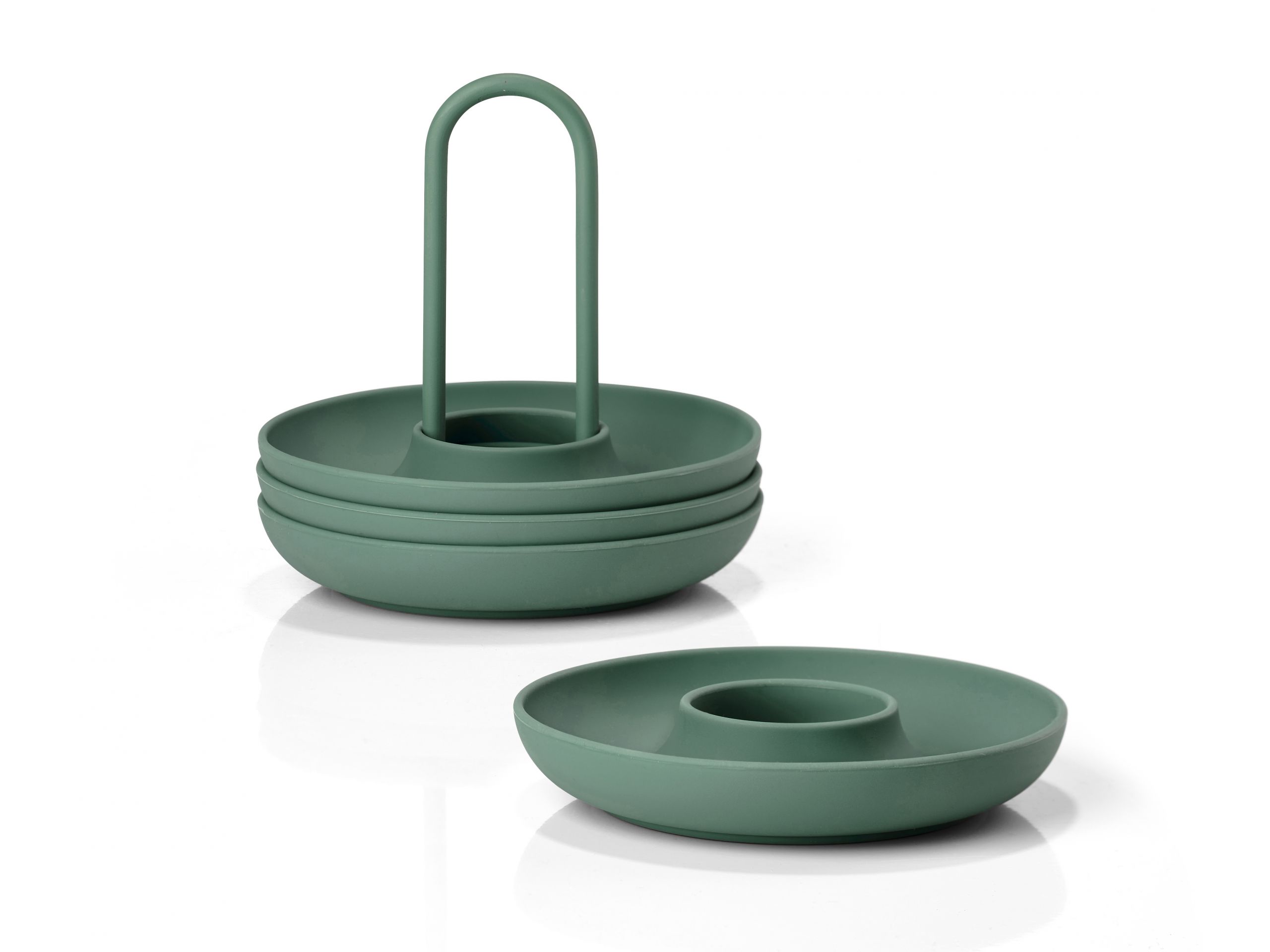 Egg cups with holder emerald
