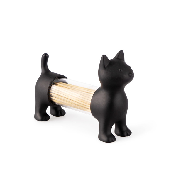 Toothpick holder salt & pepper cat black
