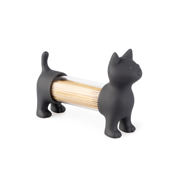 Toothpick holder salt & pepper cat grey