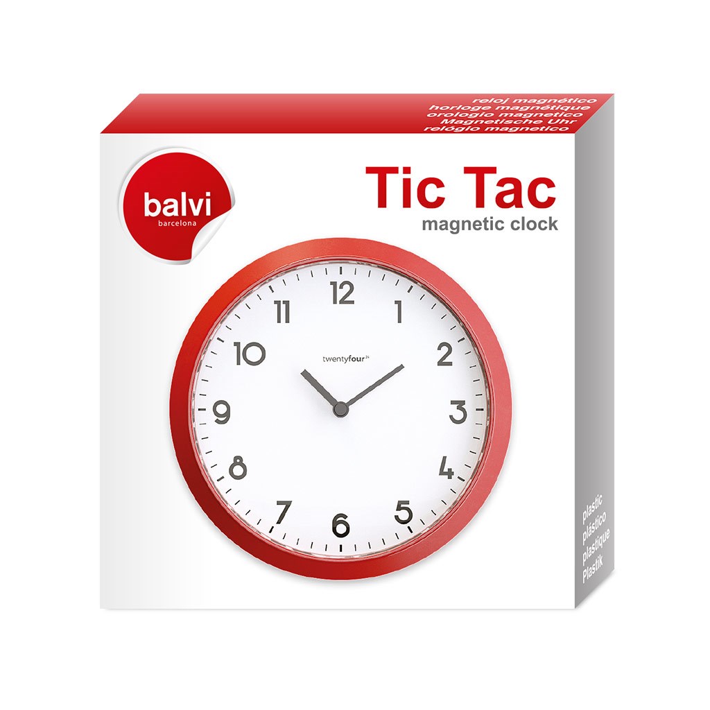 Magnetic clock tic tac red/white