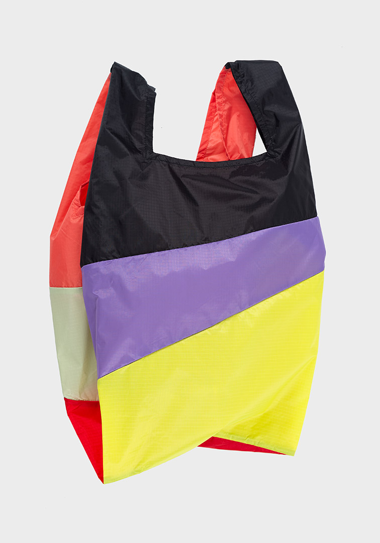 Shoppingbag Black & Lilac & Fluo Yellow L