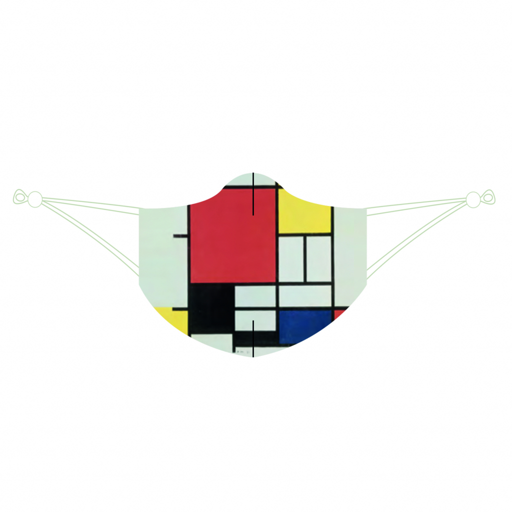 Mondkapje Piet Mondriaan – Red, Yellow en blue