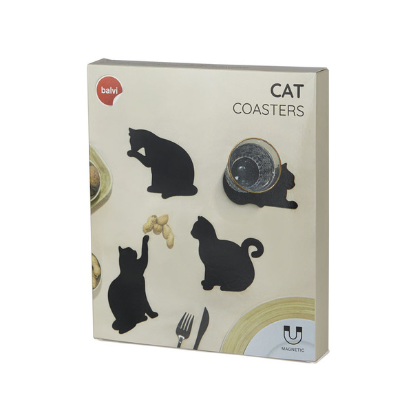 Coasters and magnet cat set of 4