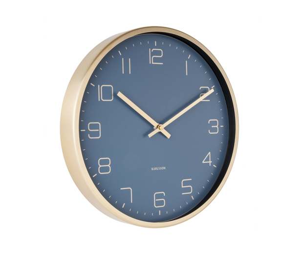 Wall clock gold elegance blue