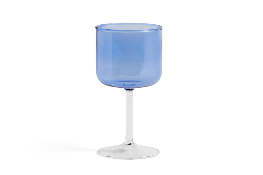 Tint wine glass set of 2 blue/clear