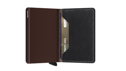 Slim wallet saffiano brown