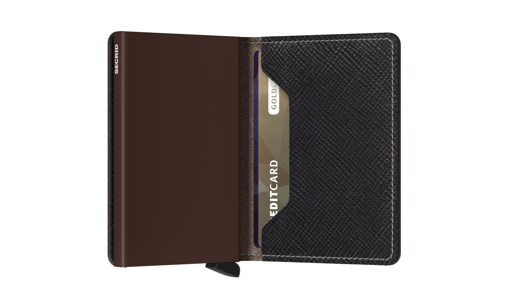 Slim wallet saffiano brown