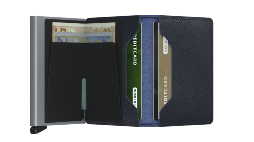 Slim wallet saffiano navy