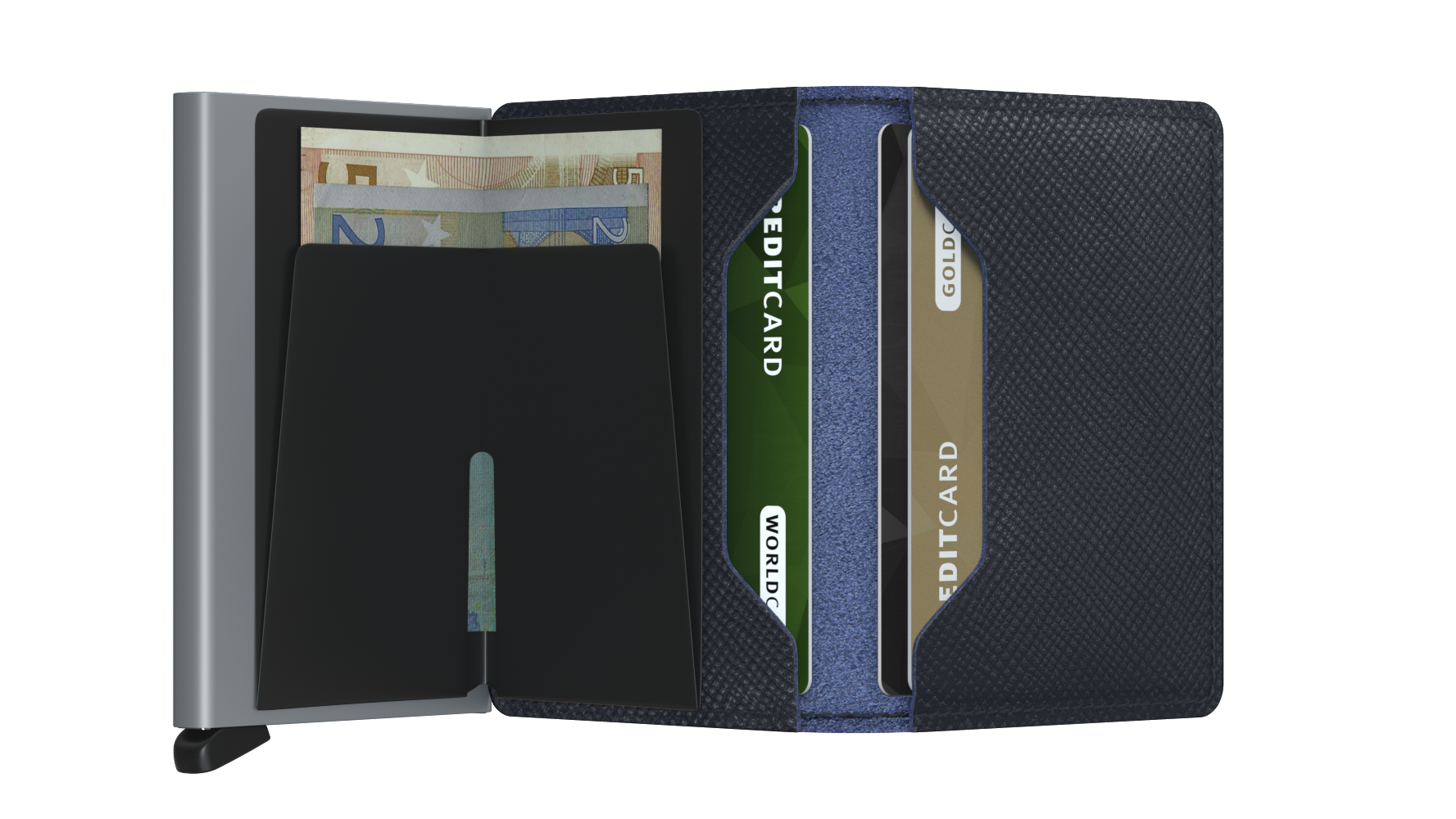 Slim wallet saffiano navy