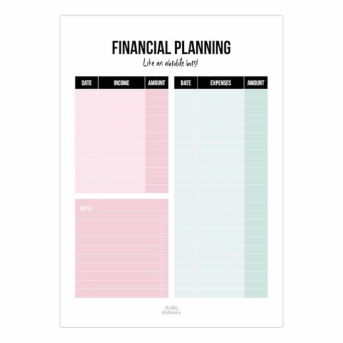 Financial planning A5 noteblock