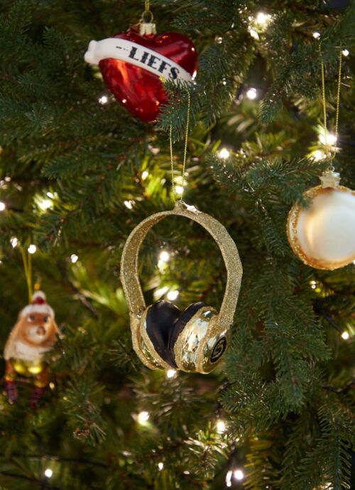 Kerstbal gouden glitter headset