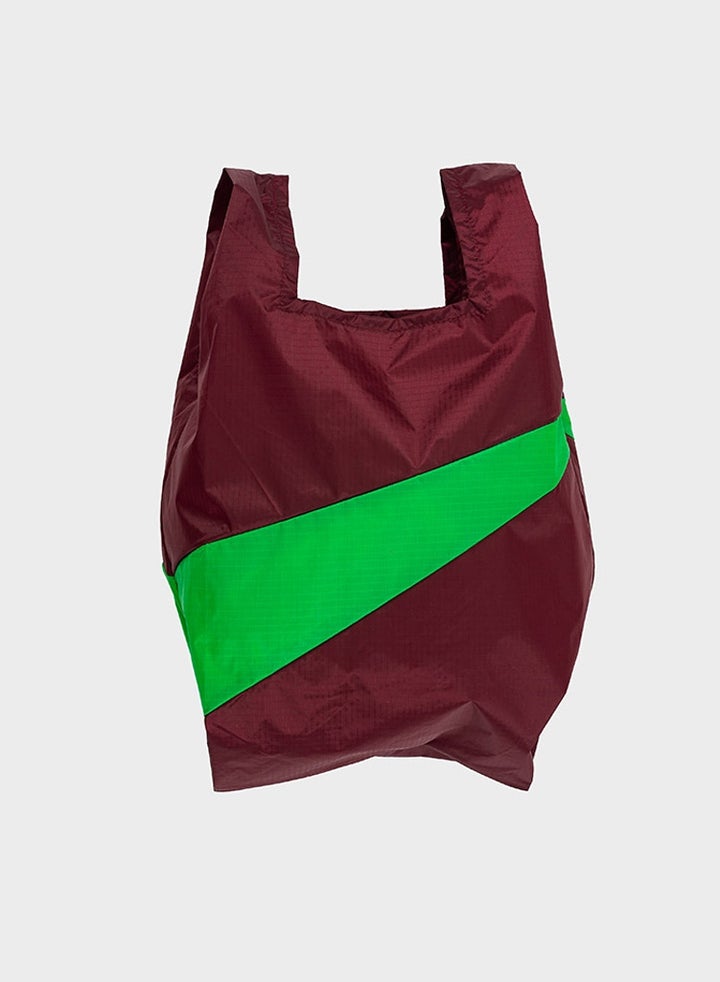Shoppingbag burgundy & greenscreen M