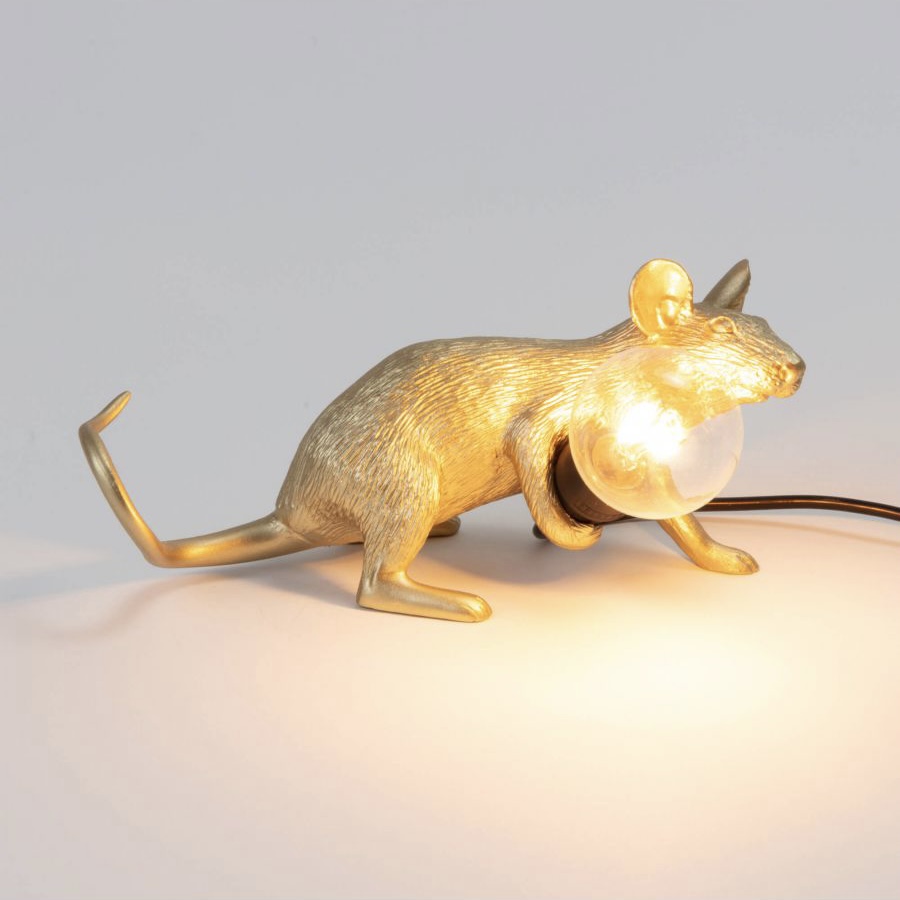 SELETTI Mouse Lamp goud - KECK & Cadeauwinkel Utrecht