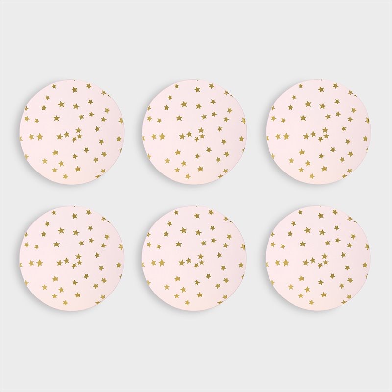 Set of 6 pink star coasters