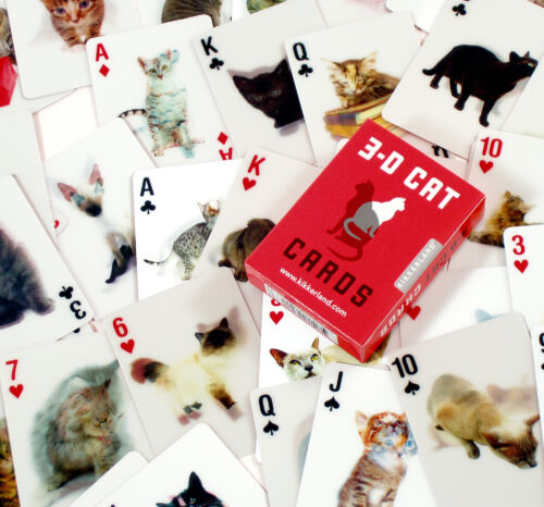 3D cats playing cards