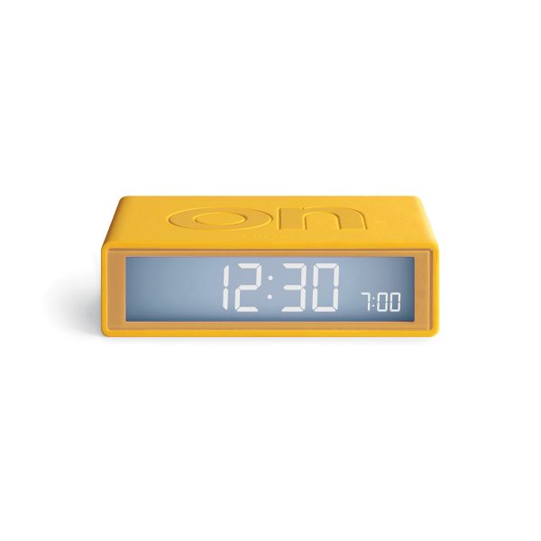 Flip travel alarm clock yellow