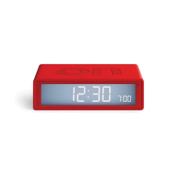Flip travel alarm clock red