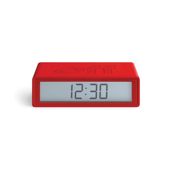 Flip travel alarm clock red