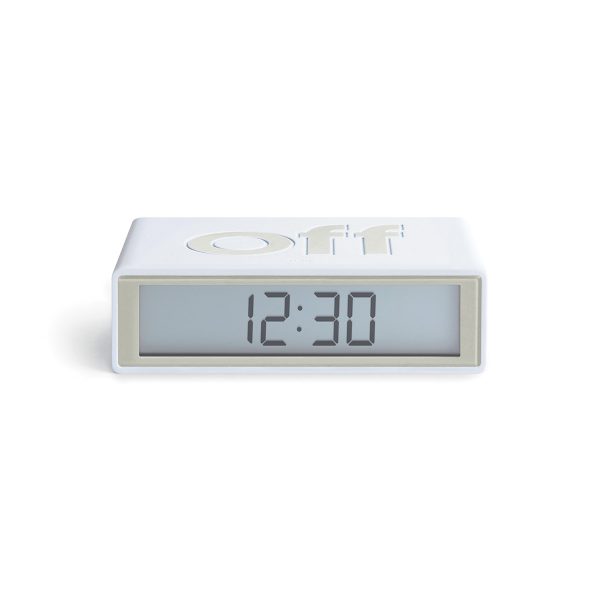 Flip travel alarm clock white