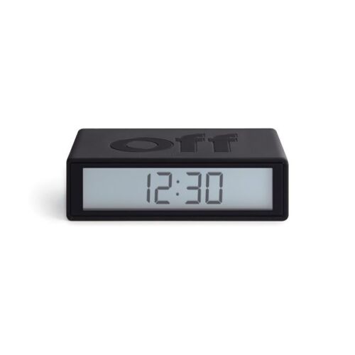 flip travel alarm clock black