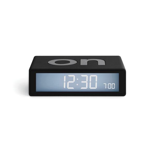 flip travel alarm clock black