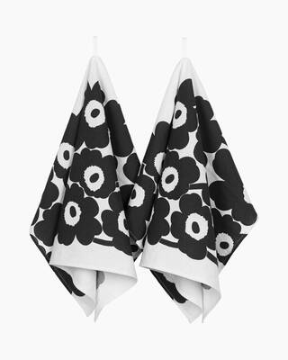 Unikko tea towel 2 pcs white/black