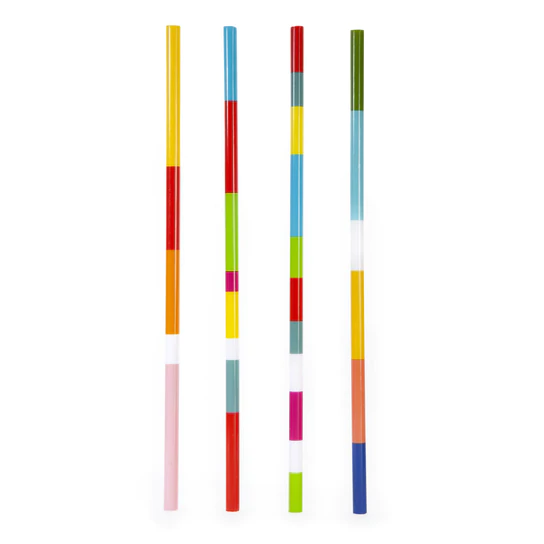 Colourblock Reusable plastic Straws