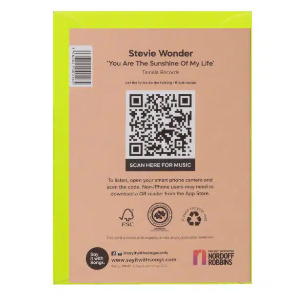 Say it with songs You are the sunshine of my life