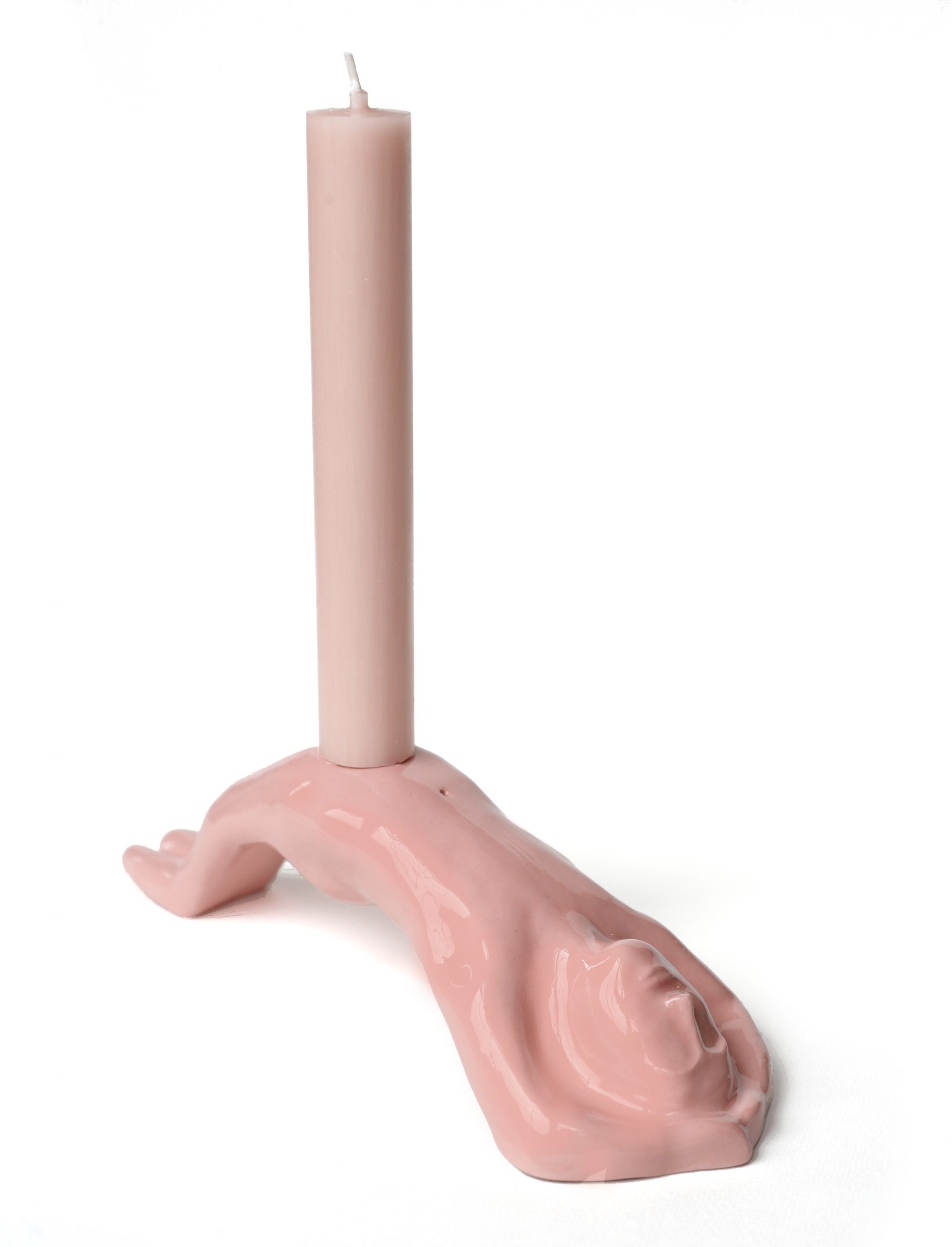 Candle holder yoga boy roze