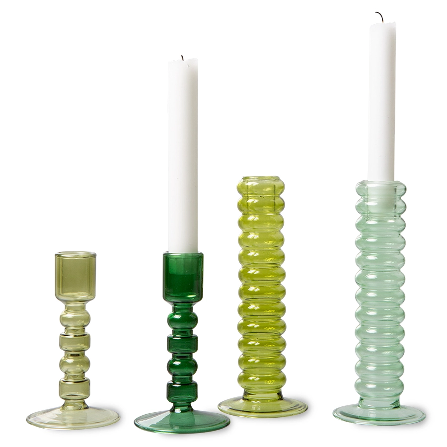 The emeralds glass candle holder L lime green
