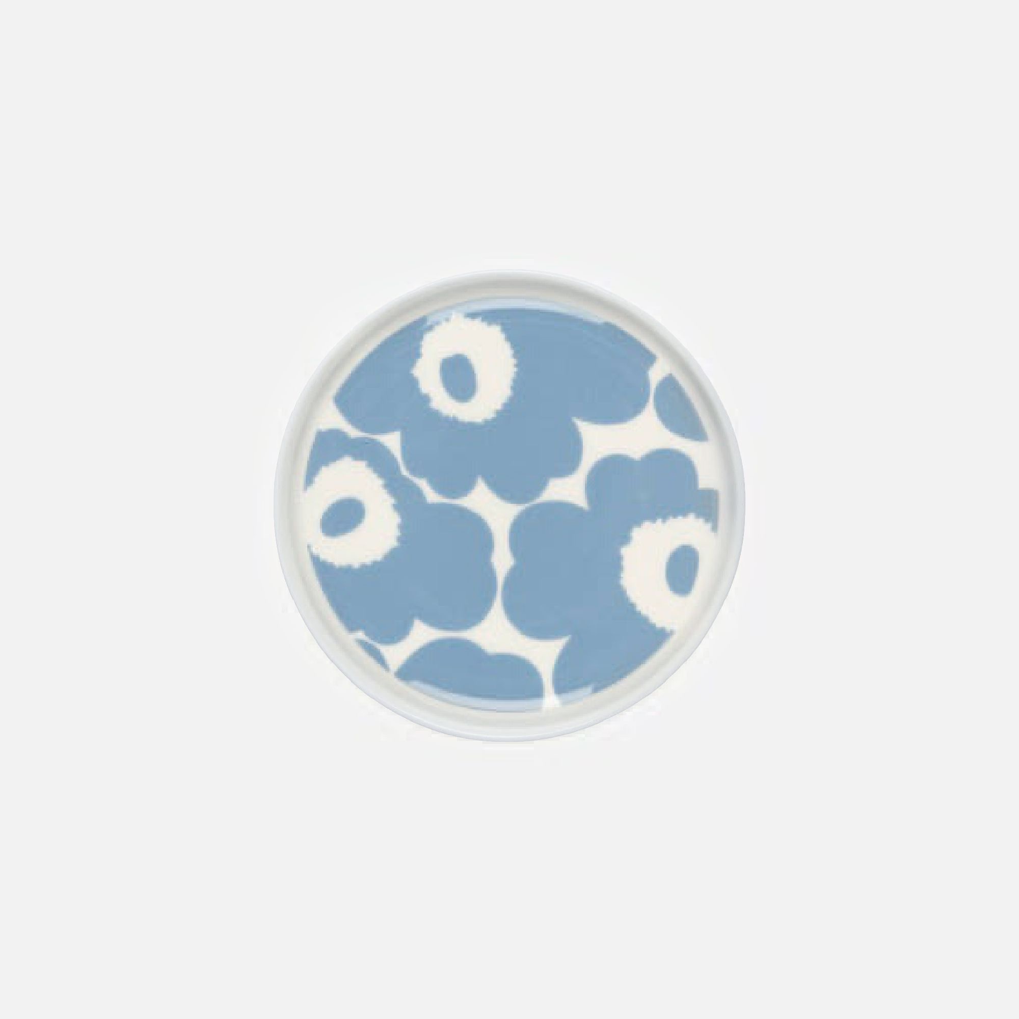Oiva/Unikko plate 13,5 cm white/sky blue