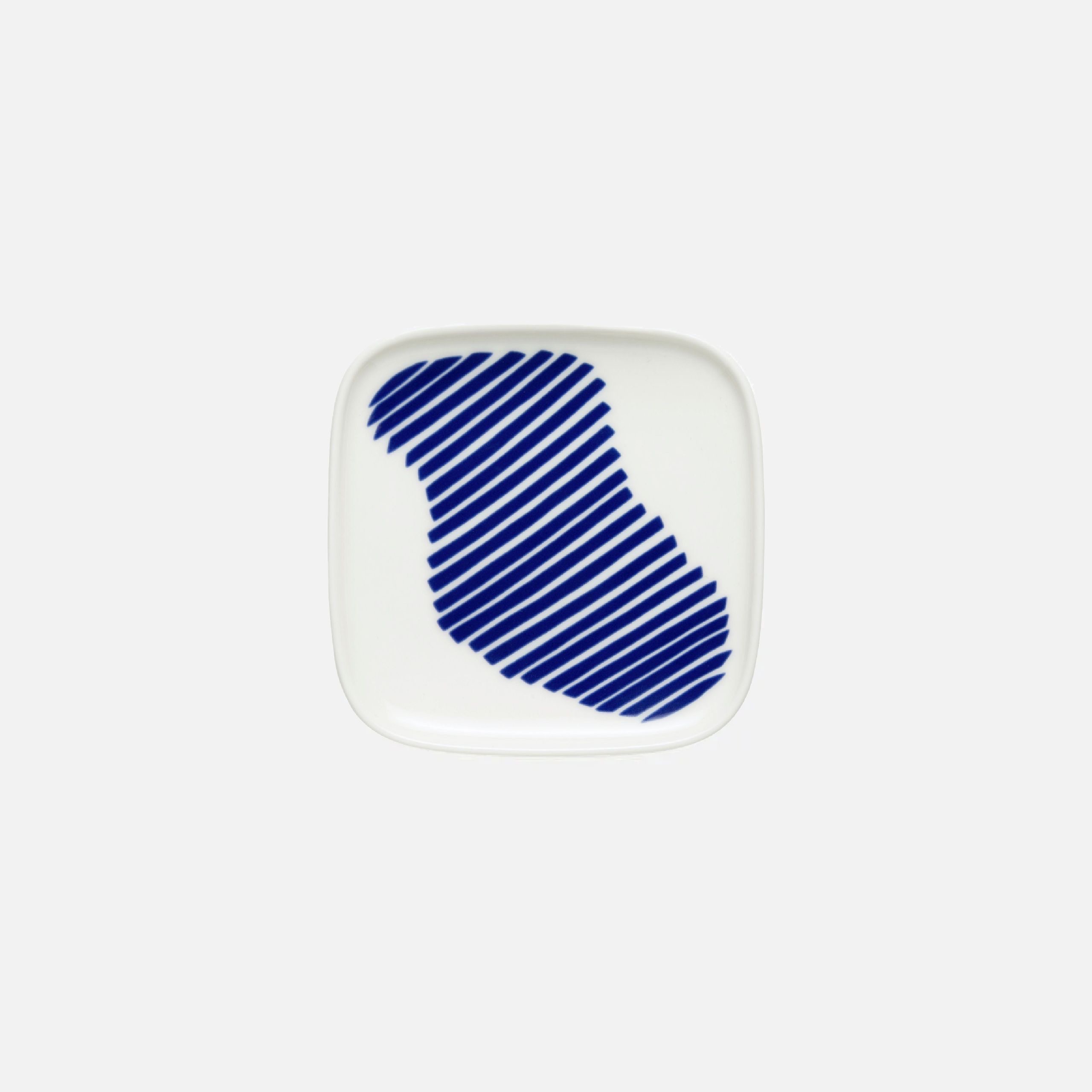 Marimekko Ruudut Plate stripe 10x10cm white/ Blue