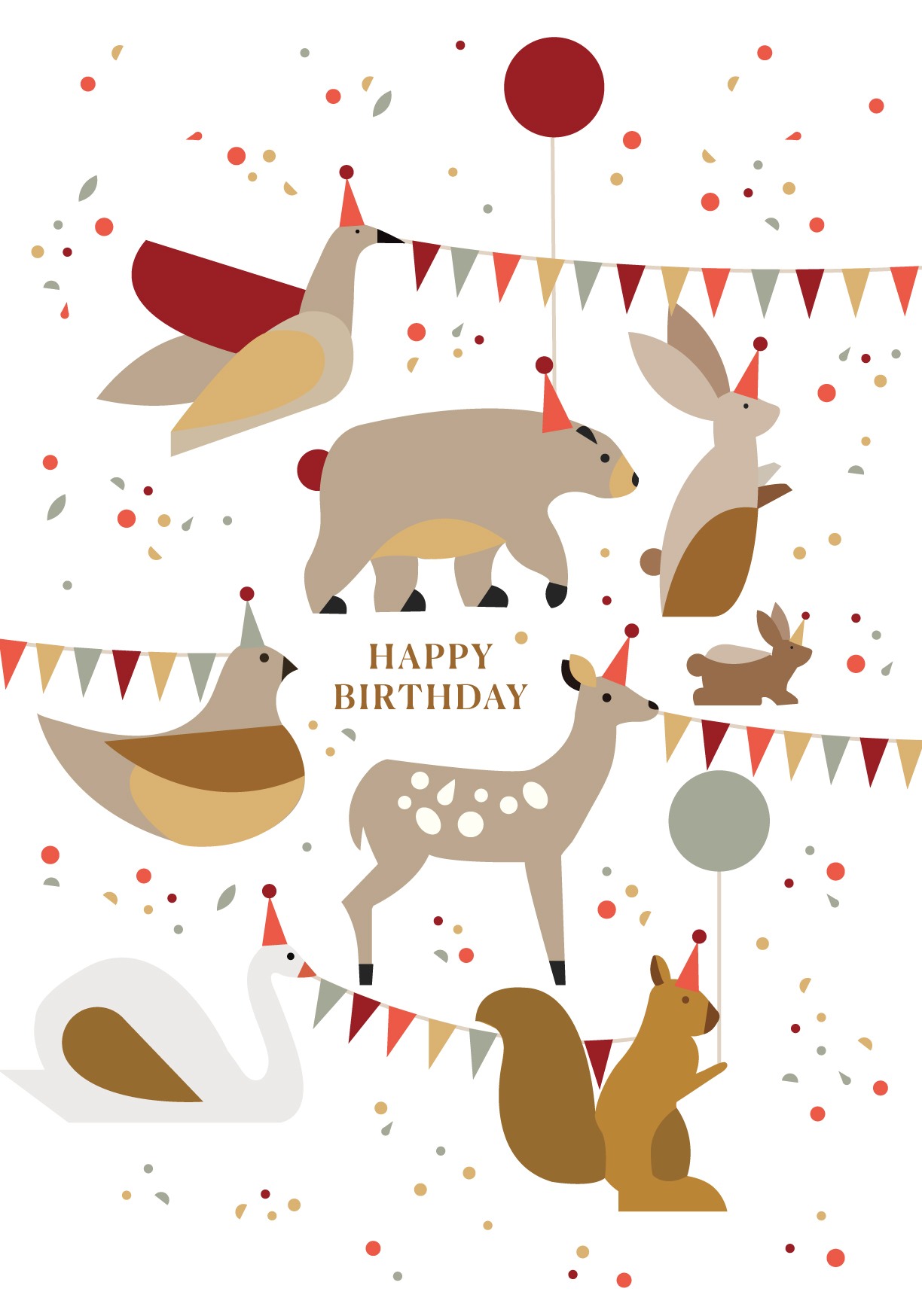 Saskia rasink kaart Happy birthday dieren balonnen