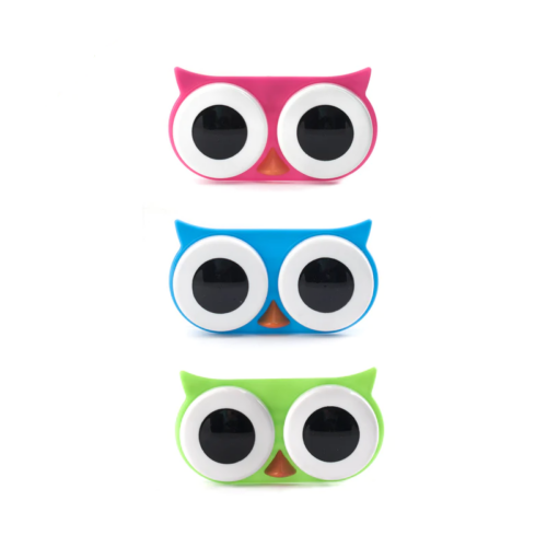 Owl contact lens case roze