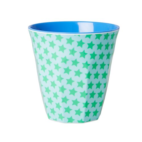 Melamine cup medium green little stars