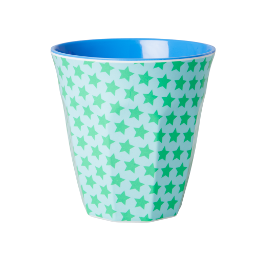 Melamine cup medium green little stars