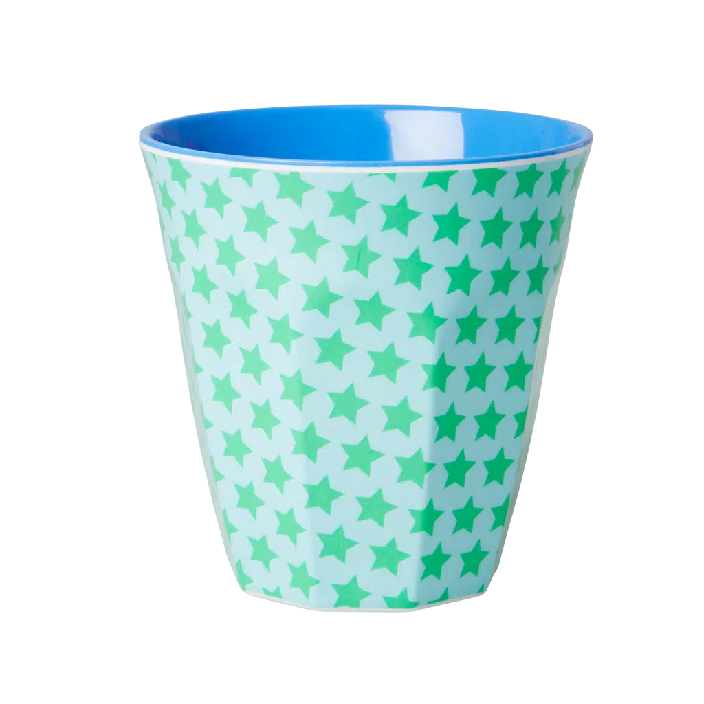 Melamine cup medium green little stars