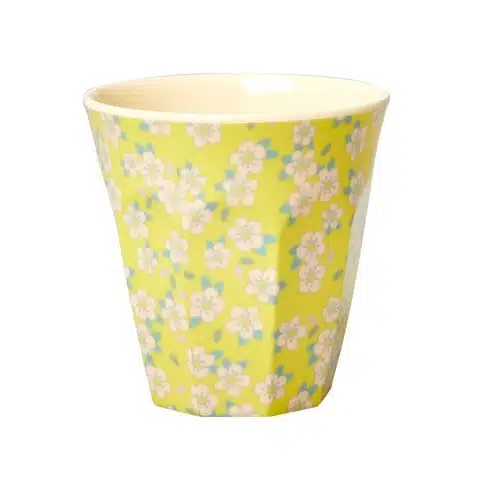 Melamine cup medium small flowers yellow