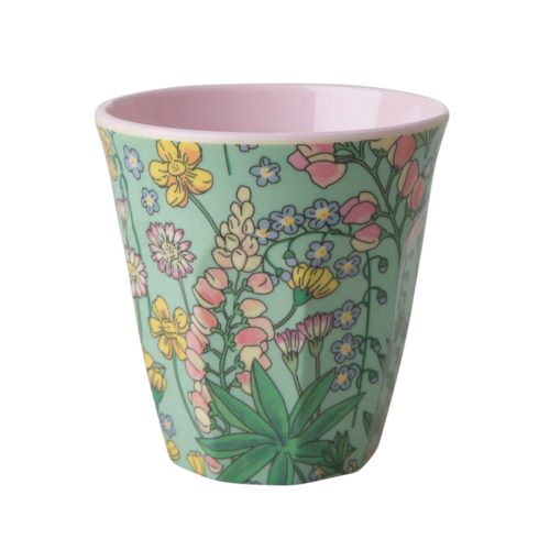 Melamine cup medium mint lupin flower