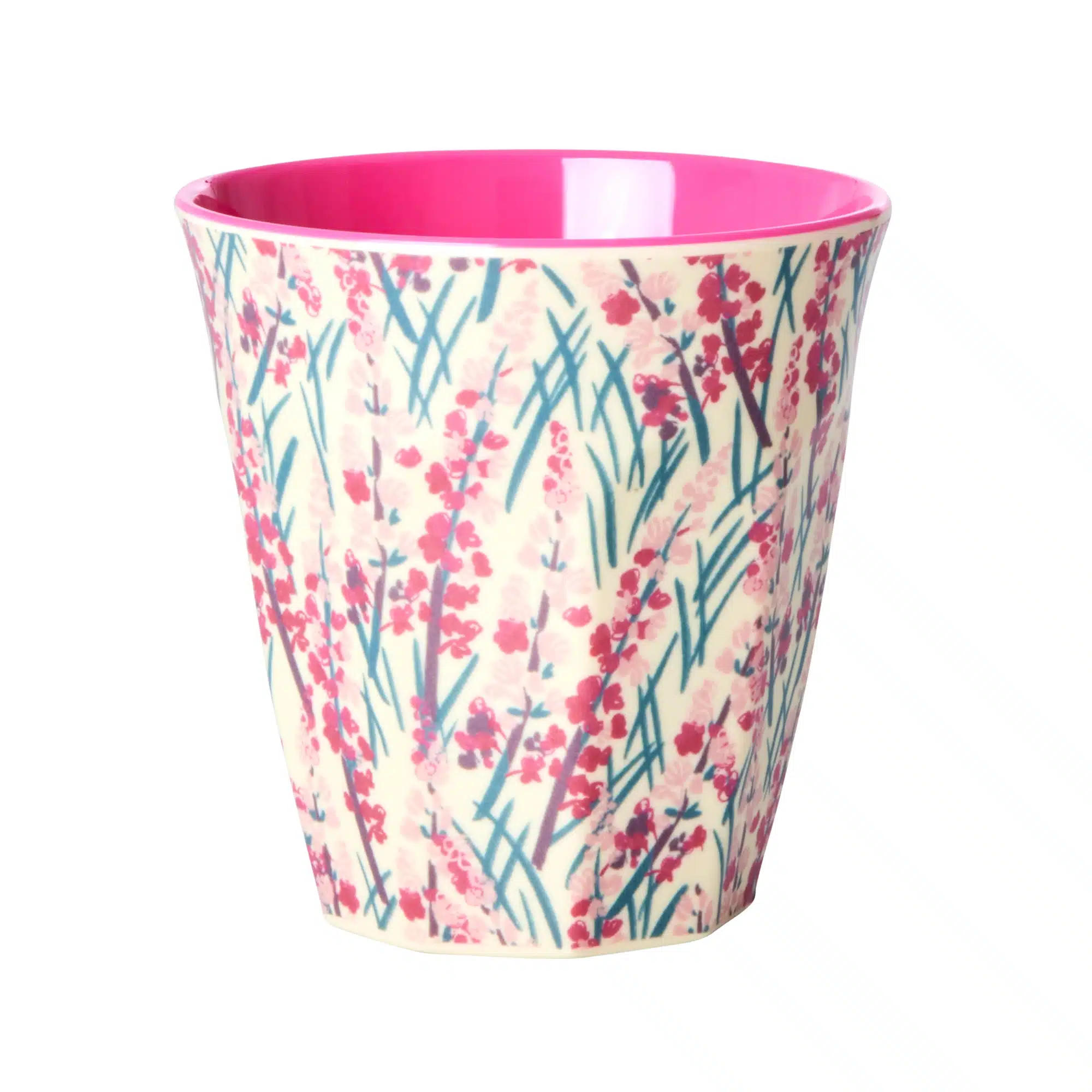 Melamine cup medium pink flower field