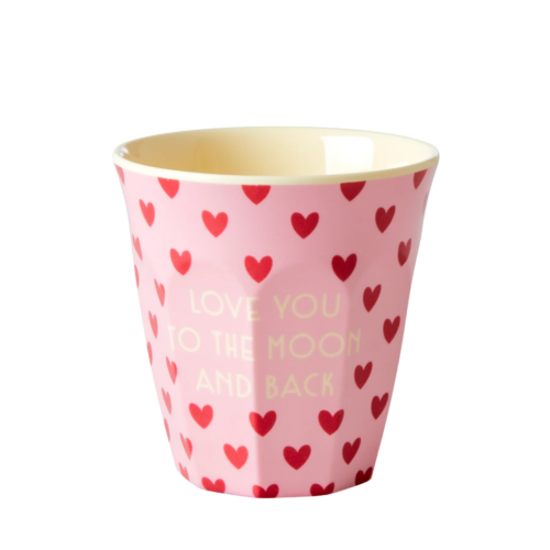 Melamine cup medium pink love you to the moon