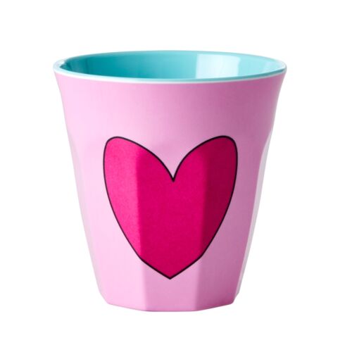 Melamine cup medium soft pink big heart