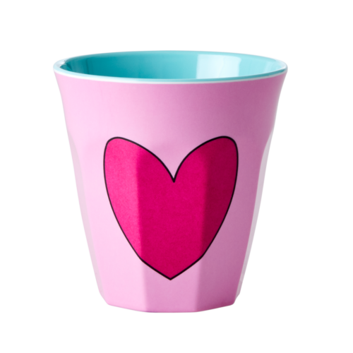 Melamine cup medium soft pink big heart