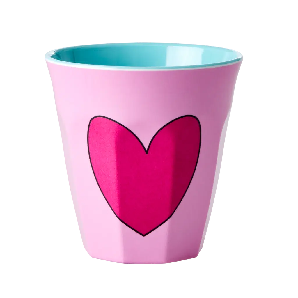 Melamine cup medium soft pink big heart